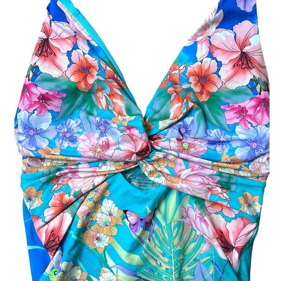 Johnny Was Women's XS Swimsuit Water Tropic Floral Twist Keyhole One Piece NWT - Picture 9 of 15